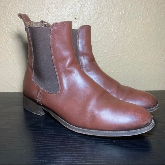 Frye Melissa Chelsea Boots Womens Size 9 B Leather Pull-On Ankle Cognac 3471445 - Picture 3 of 9